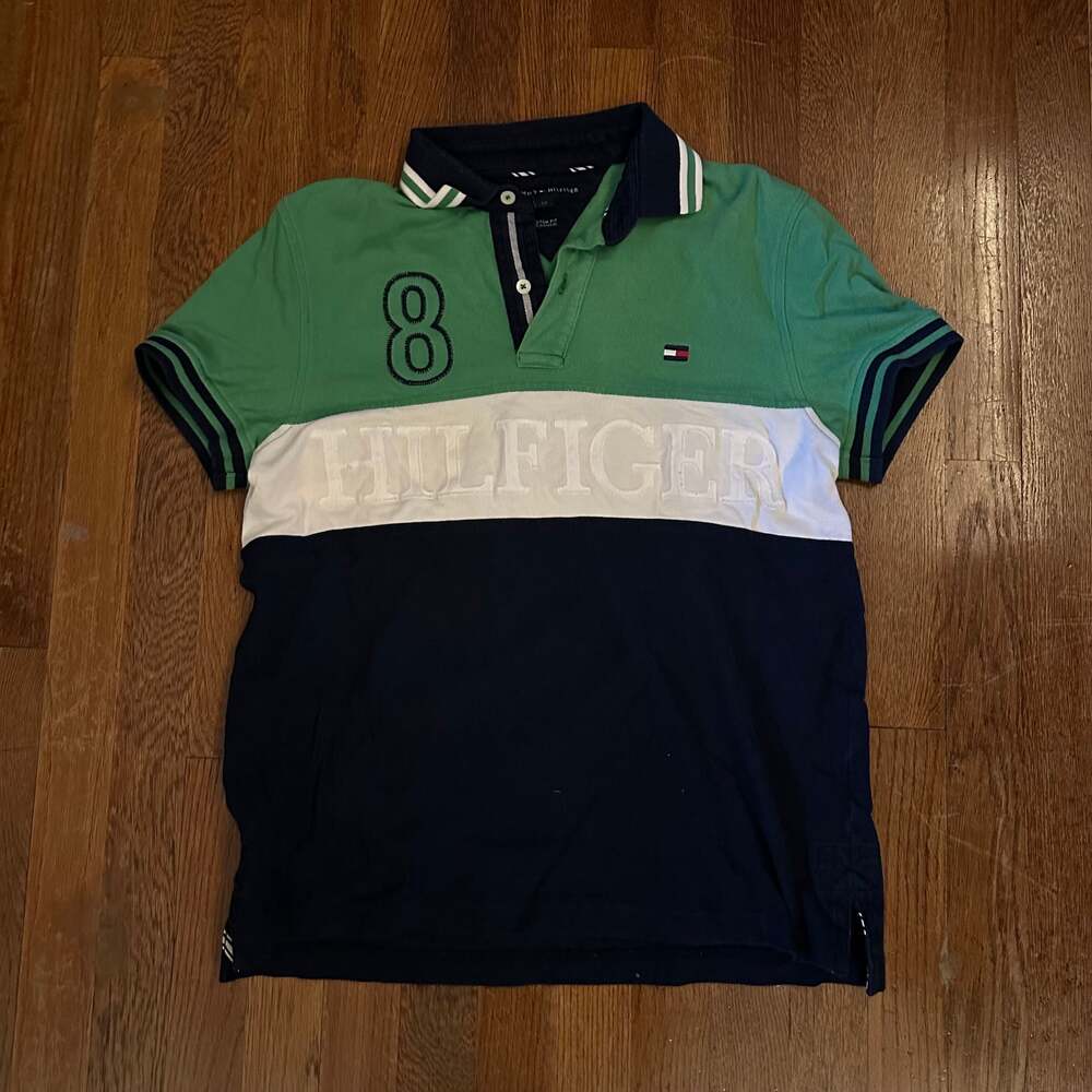 Vintage Tommy Hilfiger Colorblock Spellout Polo Shirt